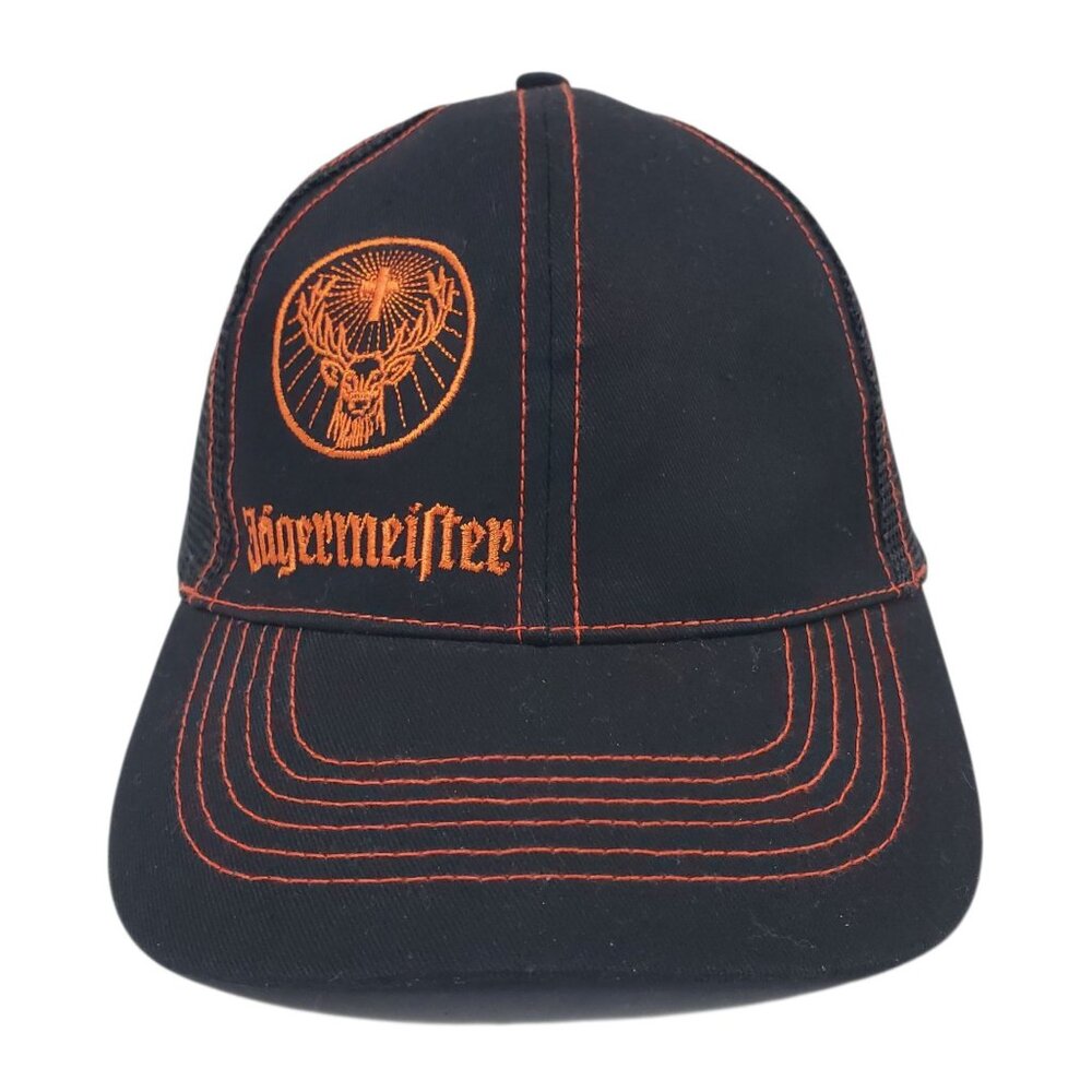 Jägermeister Mesh Black Orange Trucker Hat Embroidered Logo Snapback Cap